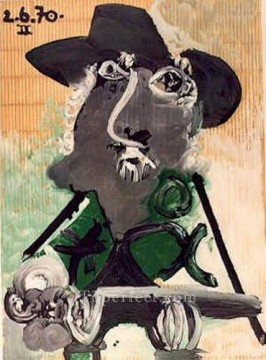 パブロ・ピカソ Painting - 灰色の帽子をかぶった男の肖像 1970年 パブロ・ピカソ